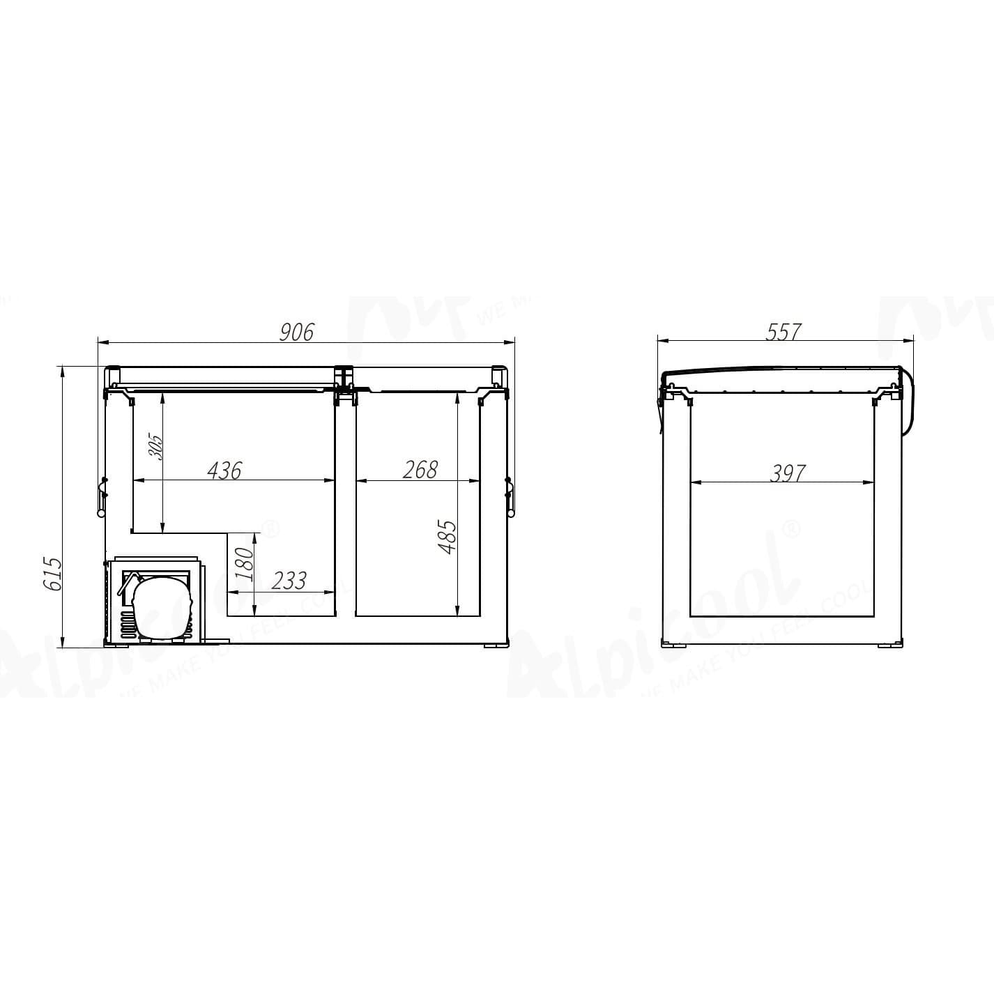 Компресорний автохолодильник Alpicool BCD125 (125 літрів). Двокамерний. До -20℃. (12, 24, 220 вольт) — мініатюра 5
