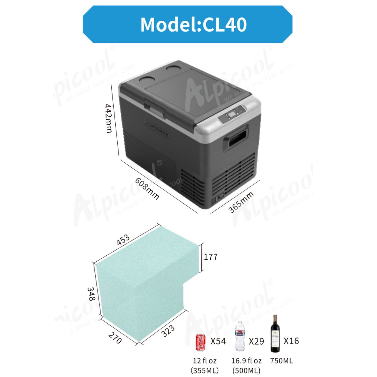 Компресорний автохолодильник Alpicool CL40G, 37 літрів. До -20℃, 12, 24, 220 вольт — мініатюра 6
