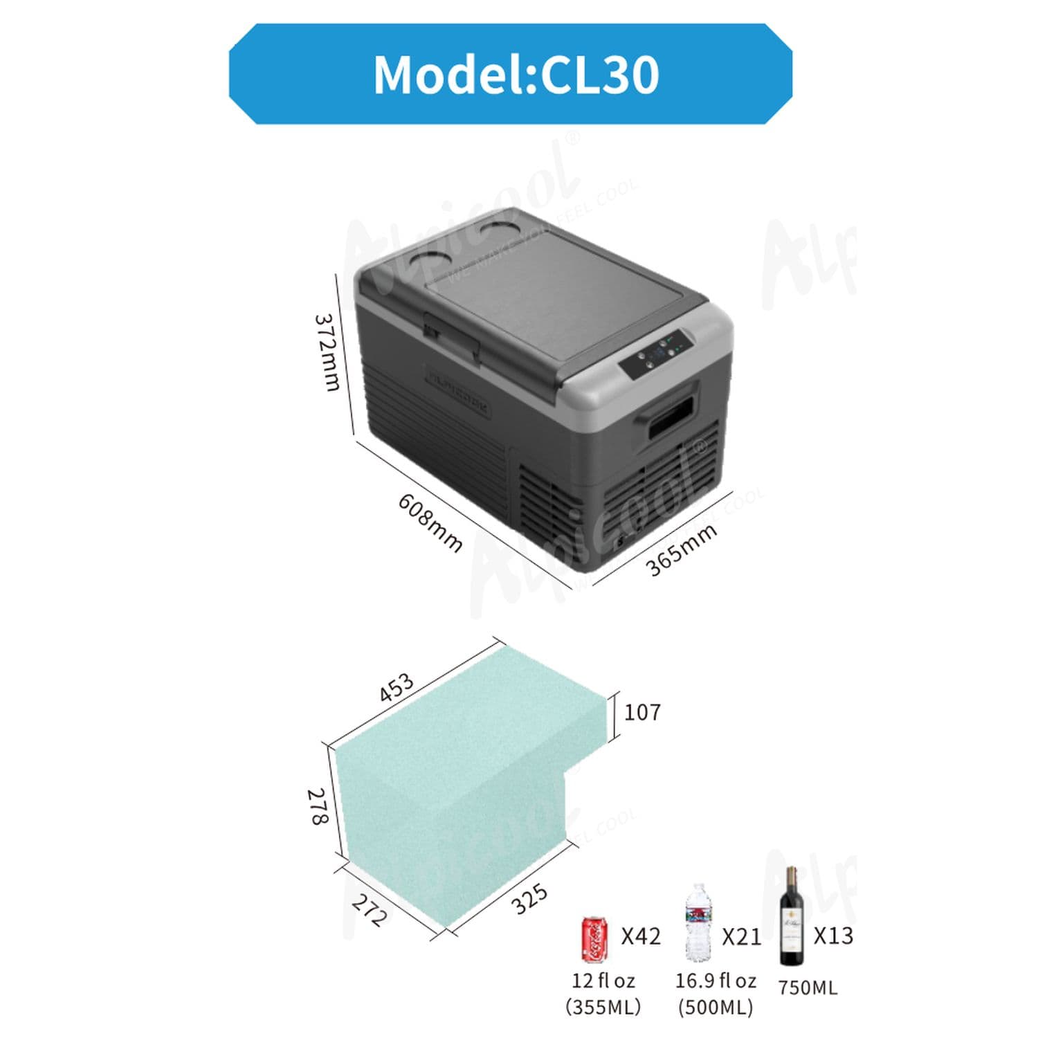 Компресорний автохолодильник Alpicool CL30G, 29 літрів, LG Compressor. До -20℃, 12, 24, 220 вольт — мініатюра 7