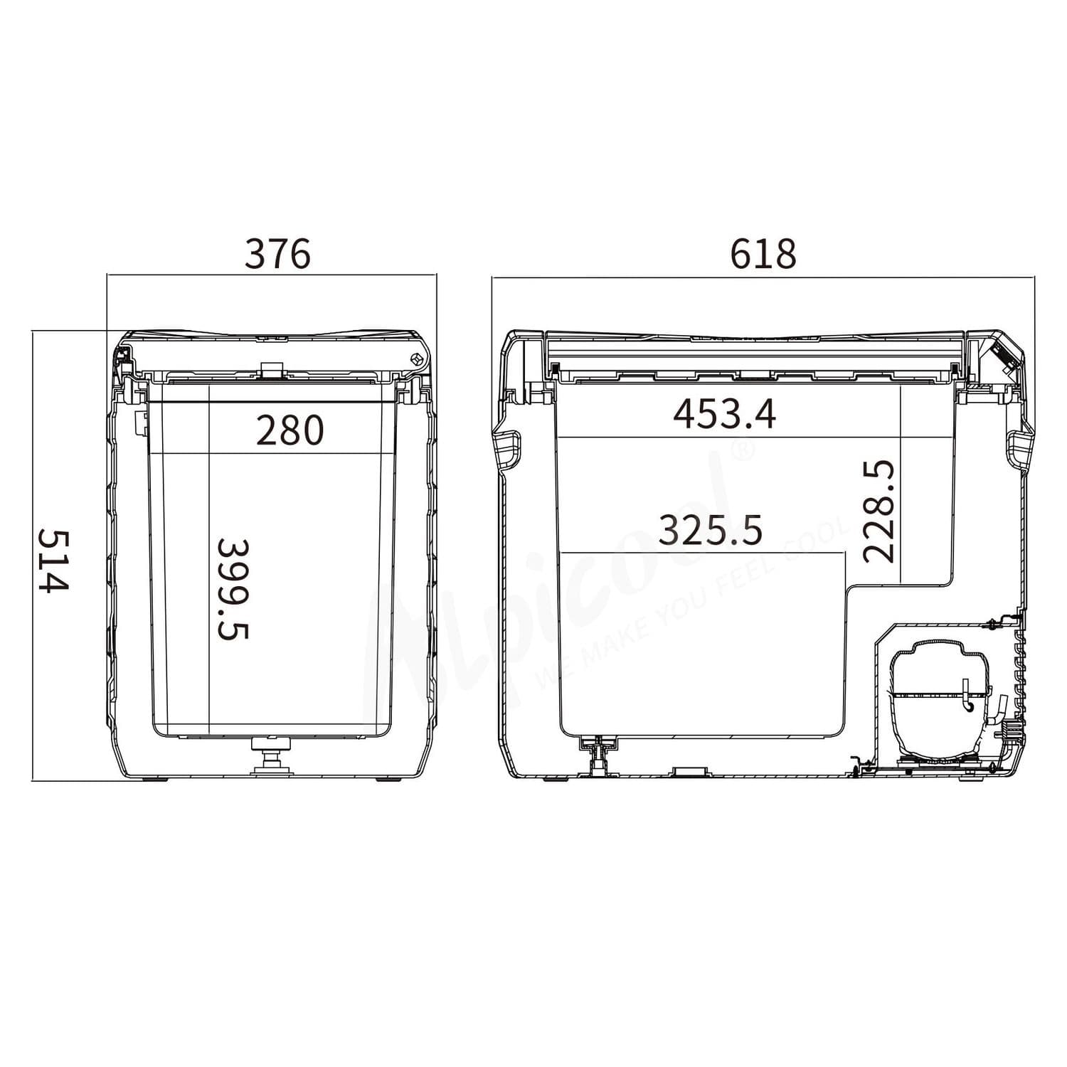 Компресорний автохолодильник Alpicool NL50 (45 літрів). До -20℃, (12, 24, 220 вольт) — мініатюра 5