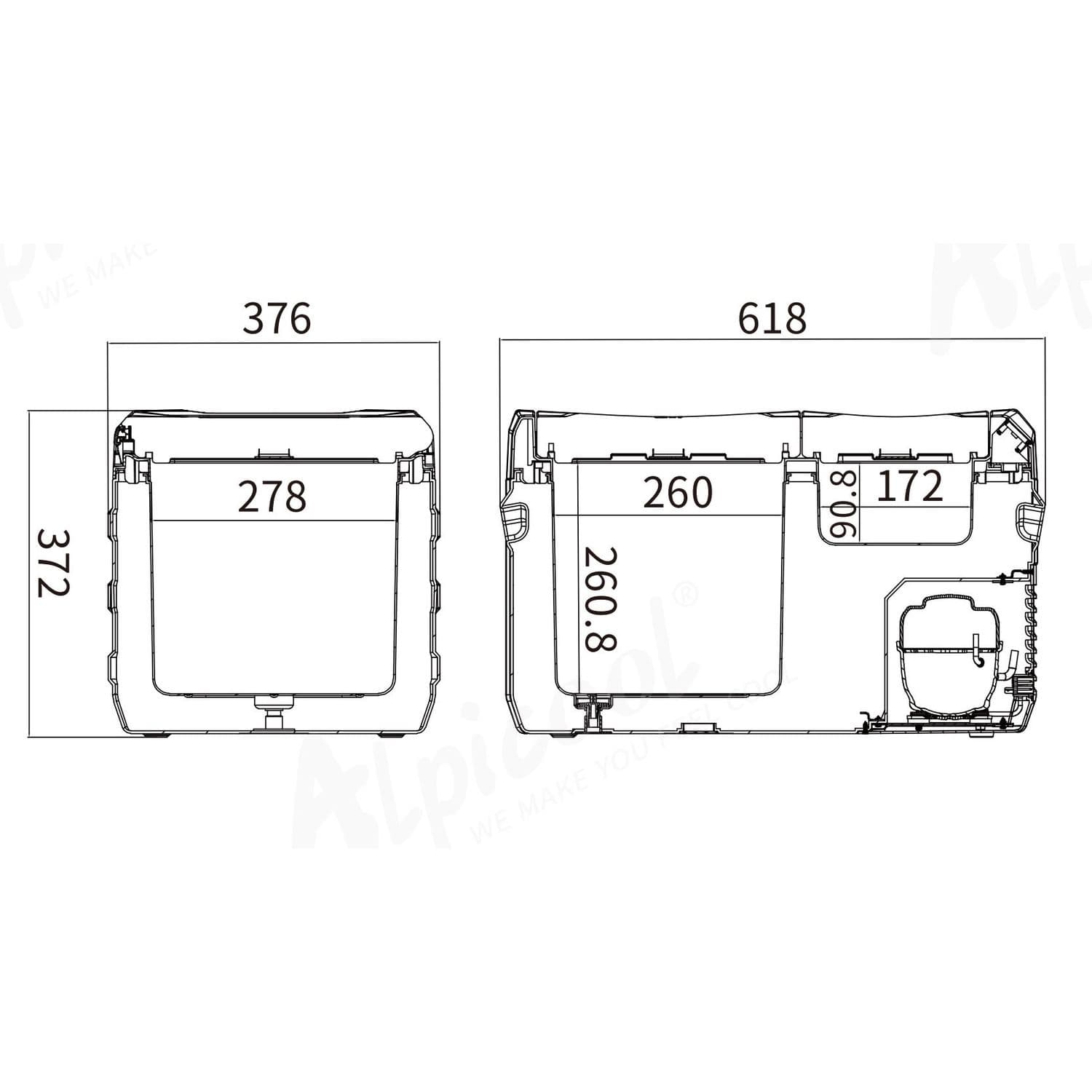 Компресорний автохолодильник Alpicool NLS35 (23 літри). Двокамерний. До -20℃, (12, 24, 220 вольт) — мініатюра 3