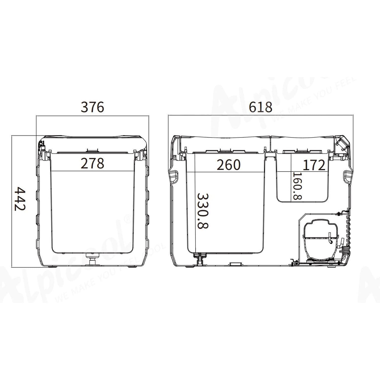 Компресорний автохолодильник Alpicool NLS45 (31 літр). Двокамерний. До -20℃, (12, 24, 220 вольт) — мініатюра 5