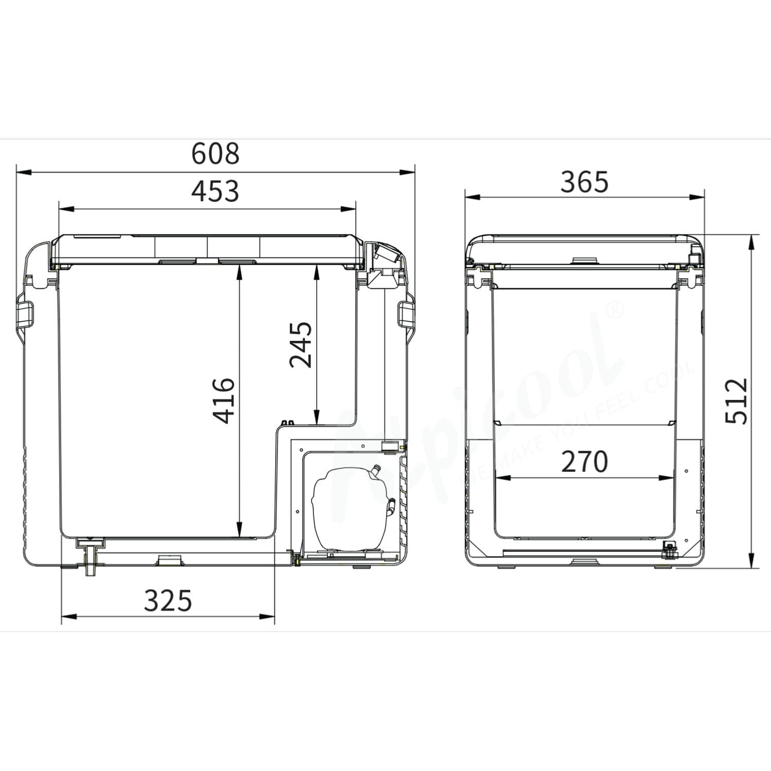 Компресорний автохолодильник Alpicool CL50G (45 літрів, LG Compressor). До -20℃, (12, 24, 220 вольт) — мініатюра 7
