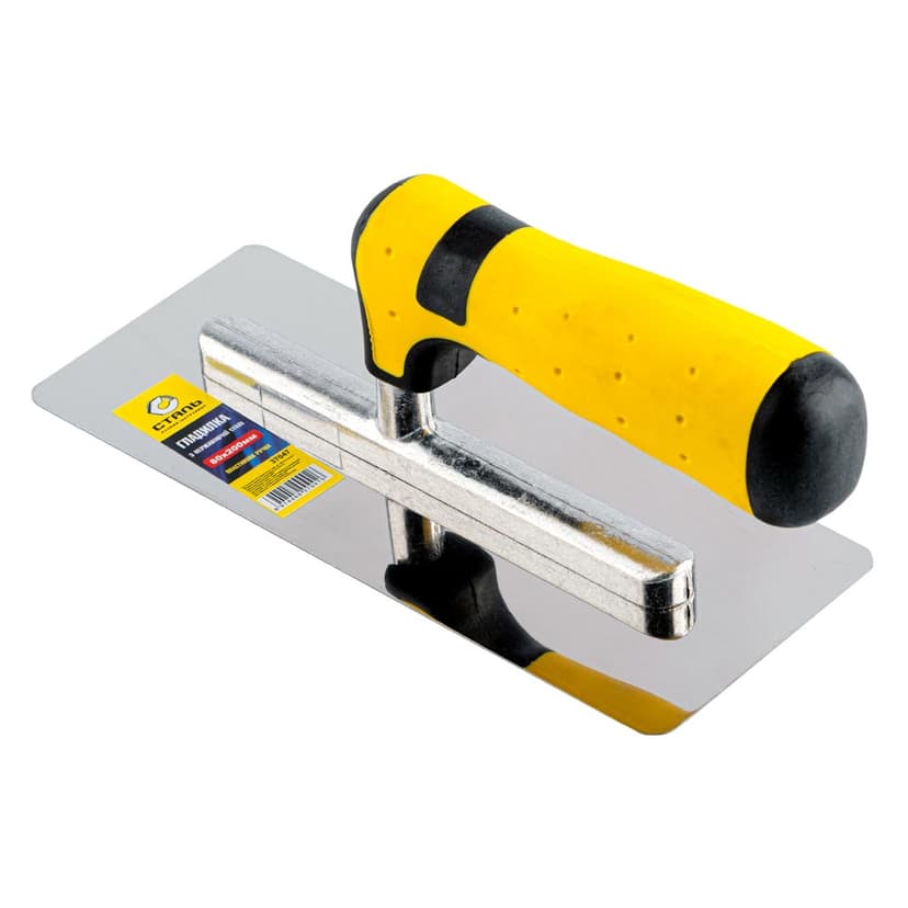 (37047) Гладилка з нерж. сталі для Венец. штукат. 80x200мм двокомп руч СТАЛЬ