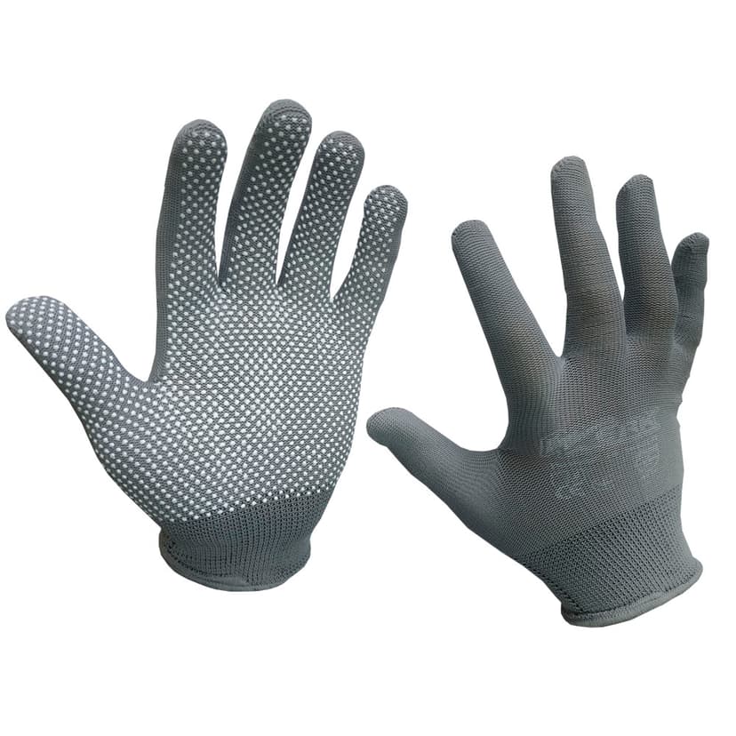 (WE2141) Рукавички трикотажні нейлонові, сірий колір, біла крапка WERK