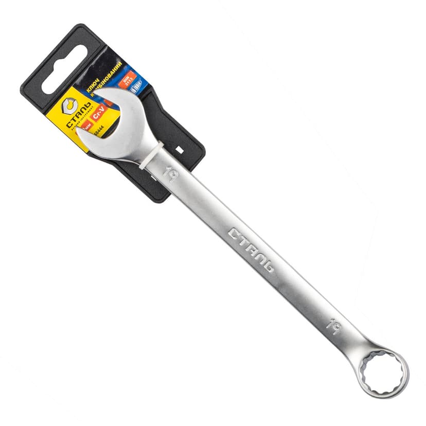 (48444) Ключ комбінований Cr-V Satin 19мм з підвіскою СТАЛЬ