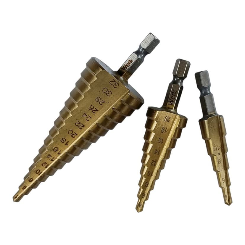Набір ступінчатих свердл (WERK) 3 предмета, 4-12, 4-20, 4-32 мм