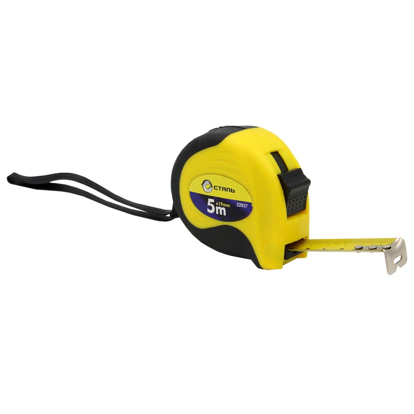 (22937) 5мх19мм рулетка прогумовані вставки Сталь