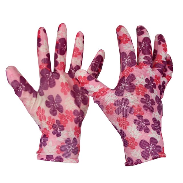 (WE2147) Рукавички робочі (сад-город) з нітриловим покриттям рожеві WERK