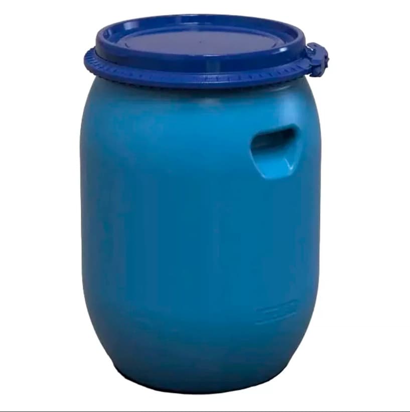 Бочка харчова 65 л (37 см) /3-х шар./ з пласт хомутом + засувка, синя (ЛІТОЛАН) — фото 1