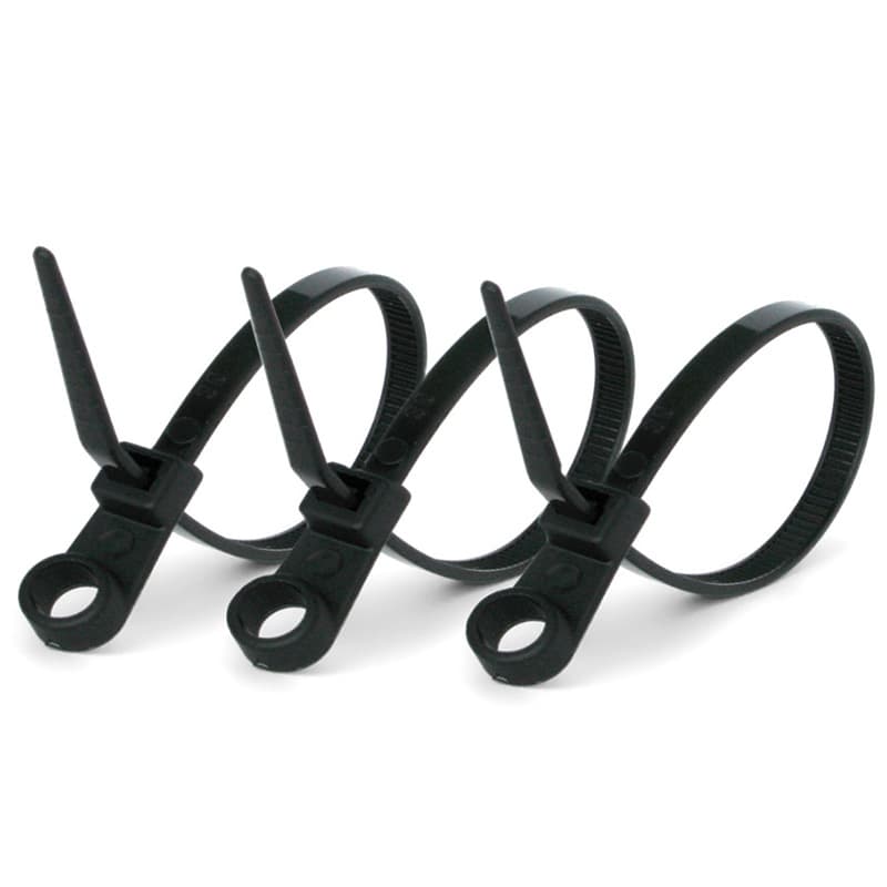 Хомут нейлоновий - з кільцем 5х200 чорний, уп.100шт. (HAISSER)