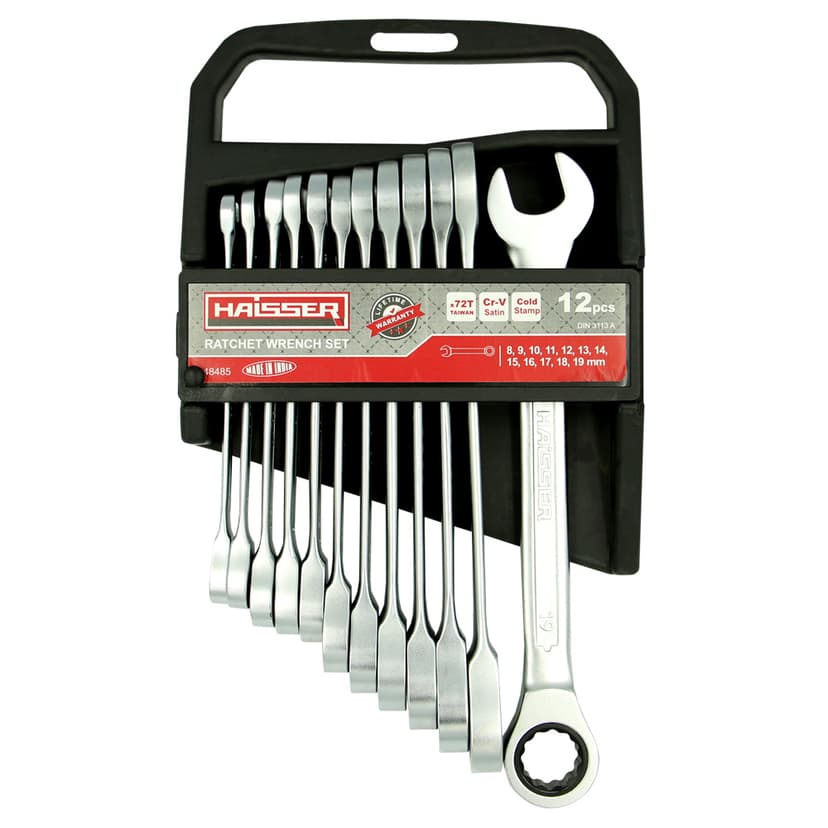 (48485) Набір ключів комбінованих з тріскачкою 12 шт. 8-19мм CRV Cold Stamped HAISSER