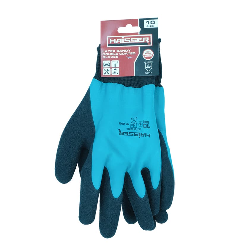(211429) Рукавички поліестер чорні з подв. латексним спіненим покриттям з підв. HAISSER