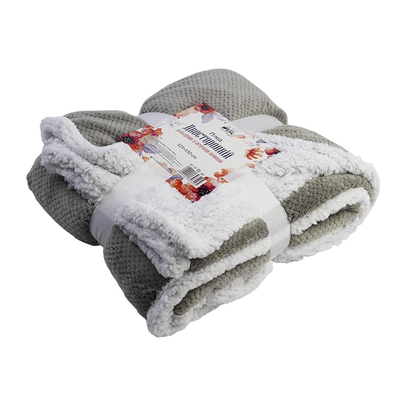 Плед двосторонній рельєфний зі штучною овчиною 200х220см (WERK)