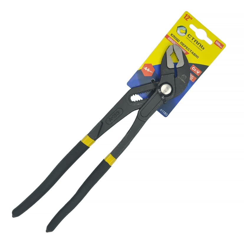 (41183) Кліщі переставні 300 мм швидкозажимні СТАЛЬ