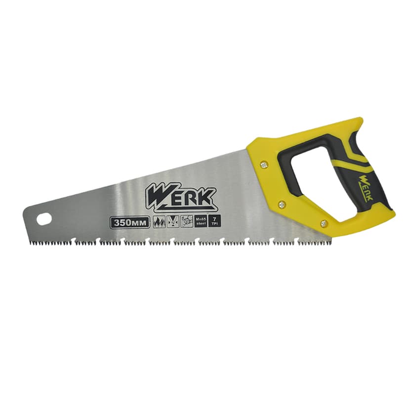 (40130) Ножівка по дереву з двокомп. ручк.350мм, 7TPI 3D Л-зубці, WERK