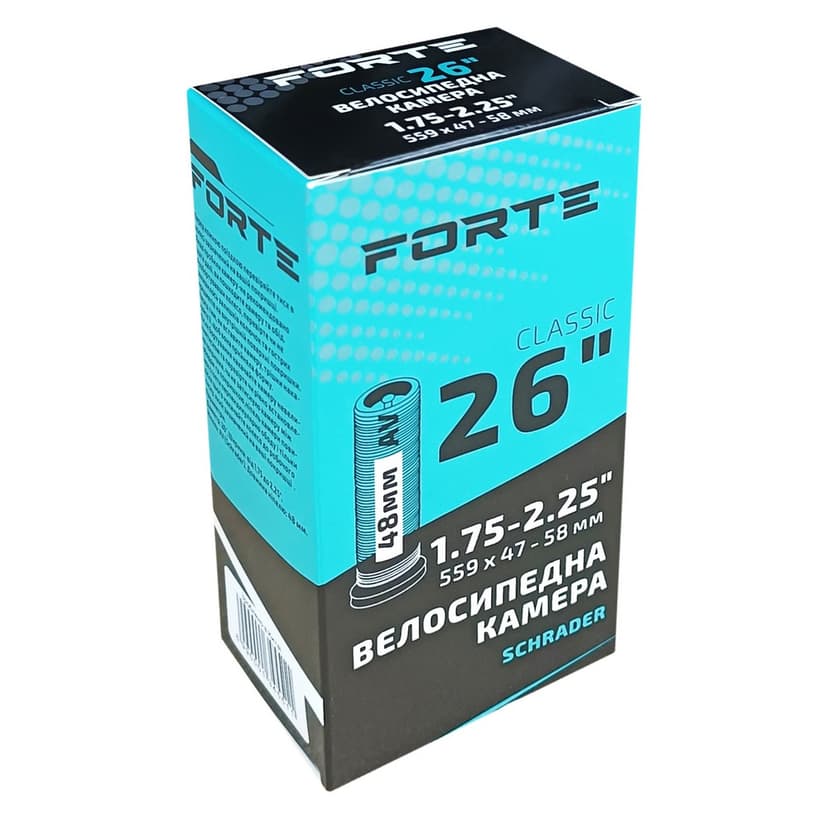 Велокамера FORTE Classic 26" х 1.75-2.25 AV (Schrader) 48 мм (50шт./ящ.)