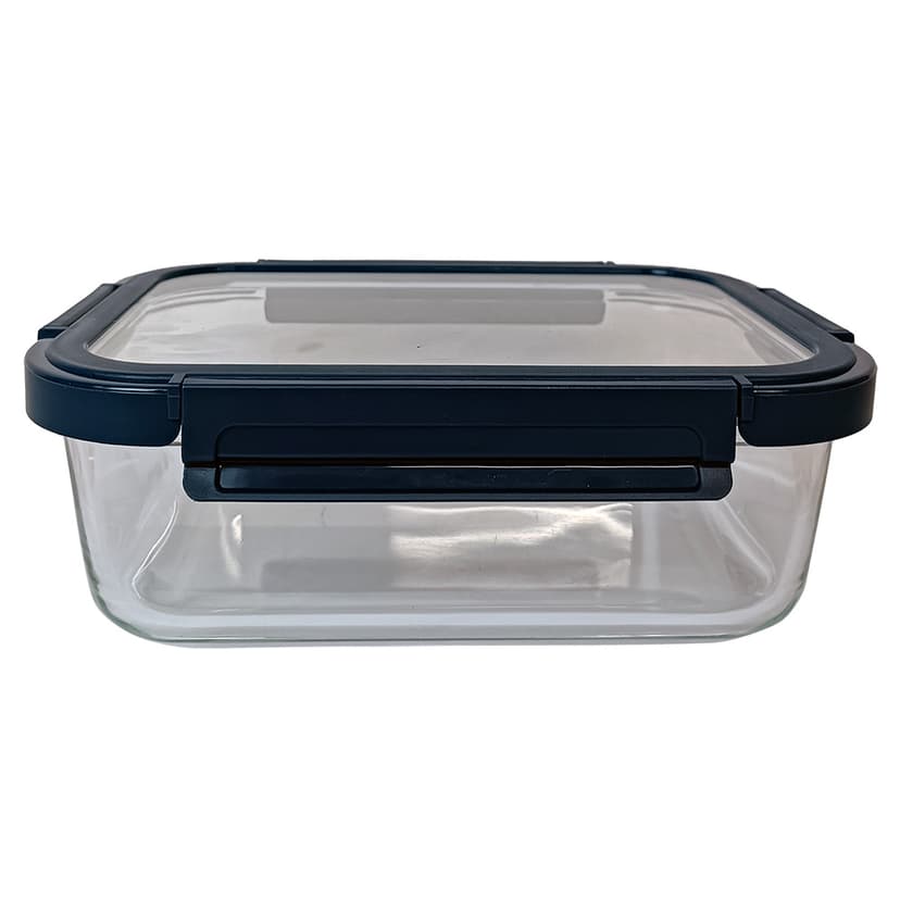 VT-8715 Харчовий контейнер скляний з прозорою пластиковою кришкою, прямокутний VITTORA, 1500 мл