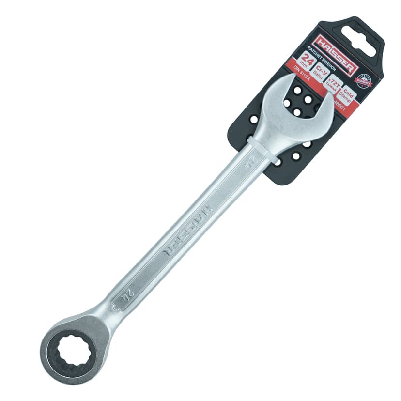 (48501) Ключ комбінований з тріскачкою CRV Cold Stamped 24мм з підв. HAISSER