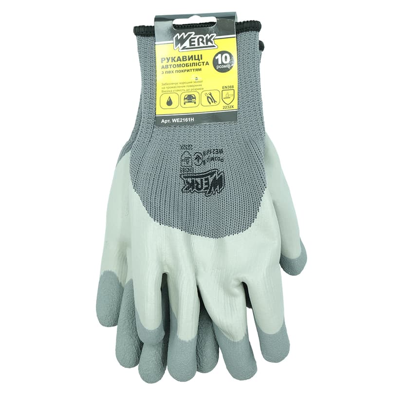 (WE2161H) Рукавички ПЕ сірі, з сірим латексним покриттям, утеплені з підв. WERK