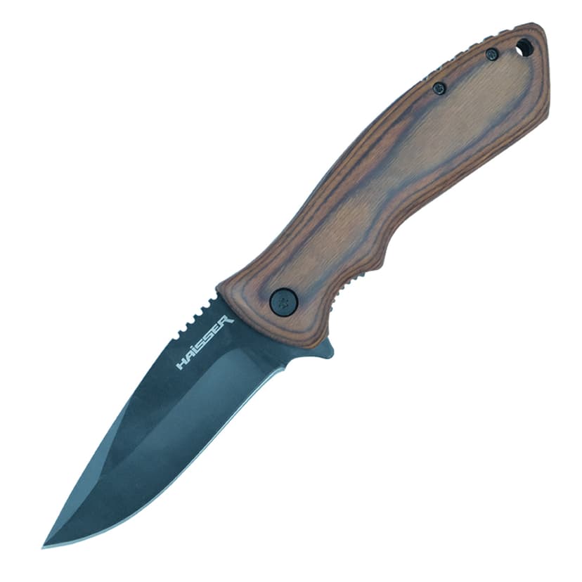 (23544) Ніж туристичний складн., лезо 79х2,5 мм, дерев. ручка HAISSER