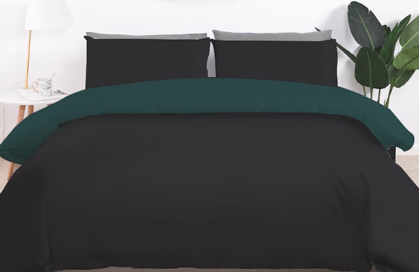 VS-BS1.5-201 Комплект постільної білизни Чорний-Ізумруд, півтораспальний VERSAILLES, Сатин