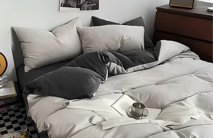 VS-BS1.5-205 Комплект постільної білизни Сіро-Графітовий, півтораспальний VERSAILLES, Сатин