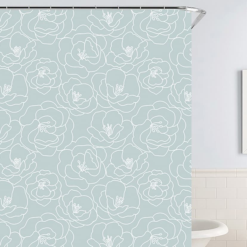 WK-10022 Шторка для ванної М'ятна троянда WERK, Поліестер 180x180 (без кілець)