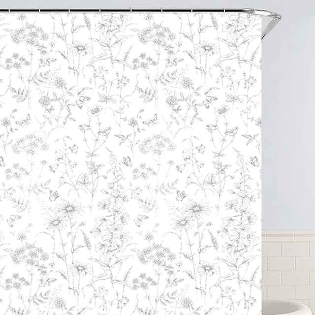 WK-10024 Шторка для ванної Сухоцвіти WERK, Поліестер 180x180 (з кільцями)