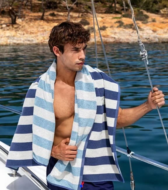 Рушник DOUBLE C.STRIPE синьо-блакитний 70х145см, 100% бавовна, OZDILEK