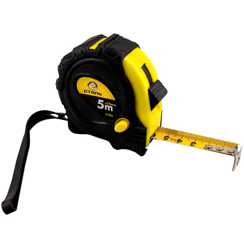 (22302) 5мх19мм рулетка прогумований корпус Сталь