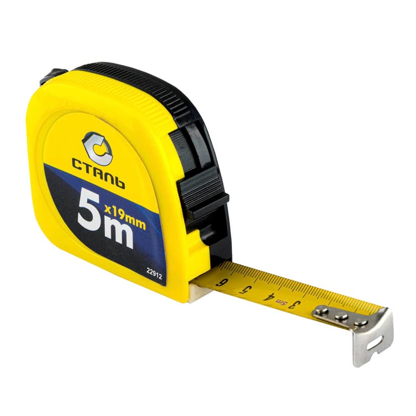 (22912) 5мх19мм рулетка пластиковий корпус Сталь