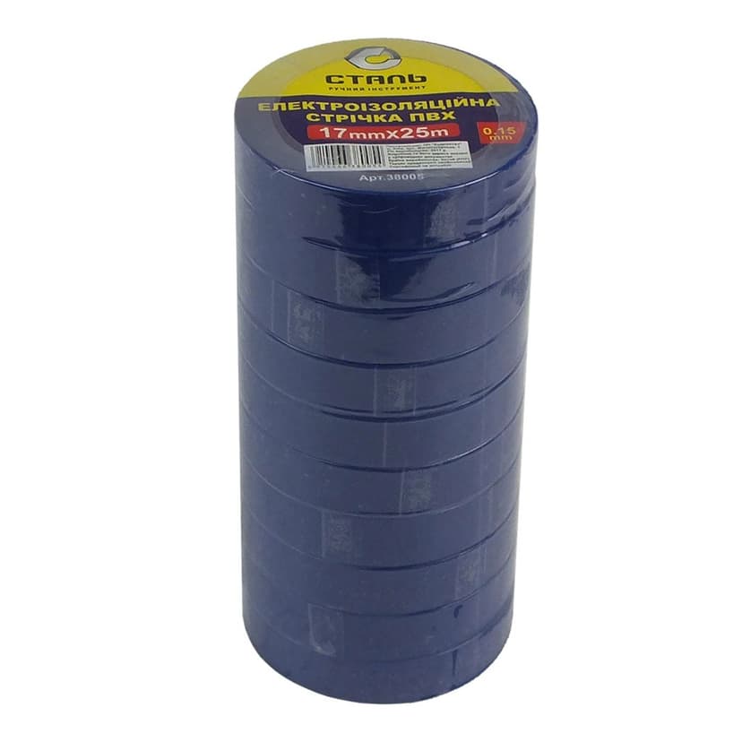 (38005) Електроізоляційна стрічка ПВХ 0,15ммx17ммx25м синя Сталь