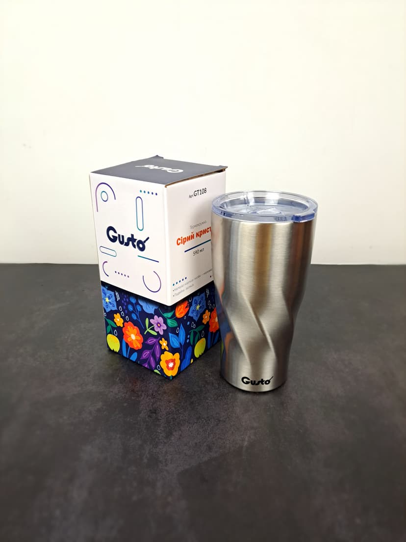 GT108 Термокружка Сірий кристал GUSTO, 590мл
