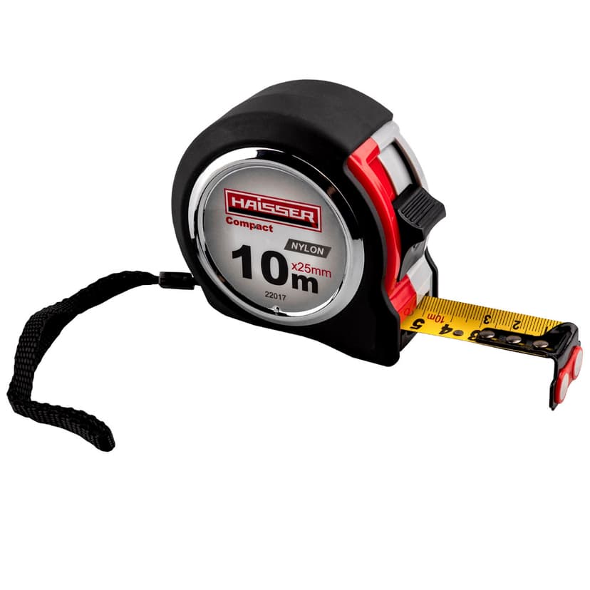 (22017) 10мx25мм рулетка, нейл., прогум., 2 стопа, магн., HAISSER