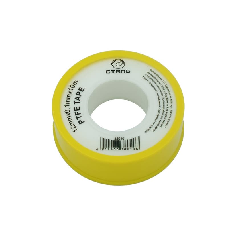 (38010) Стрічка-фум 12ммx0,1ммx10м бiла Сталь