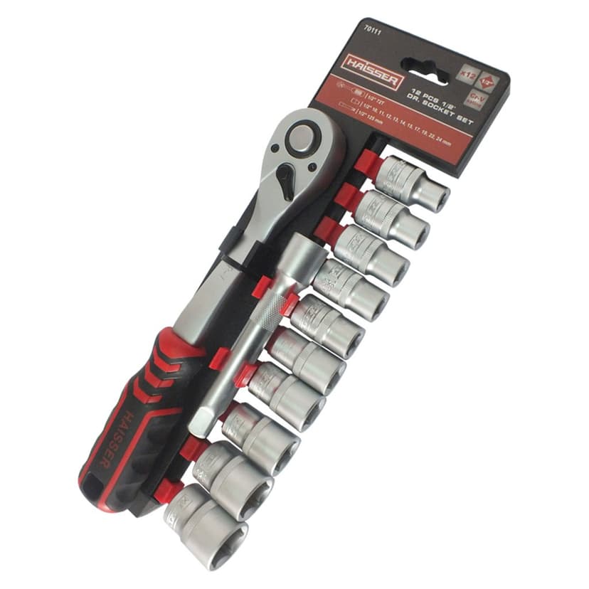 (70111) Набір насадок торцевих з тріскачкою 1/2", 12 од. HAISSER