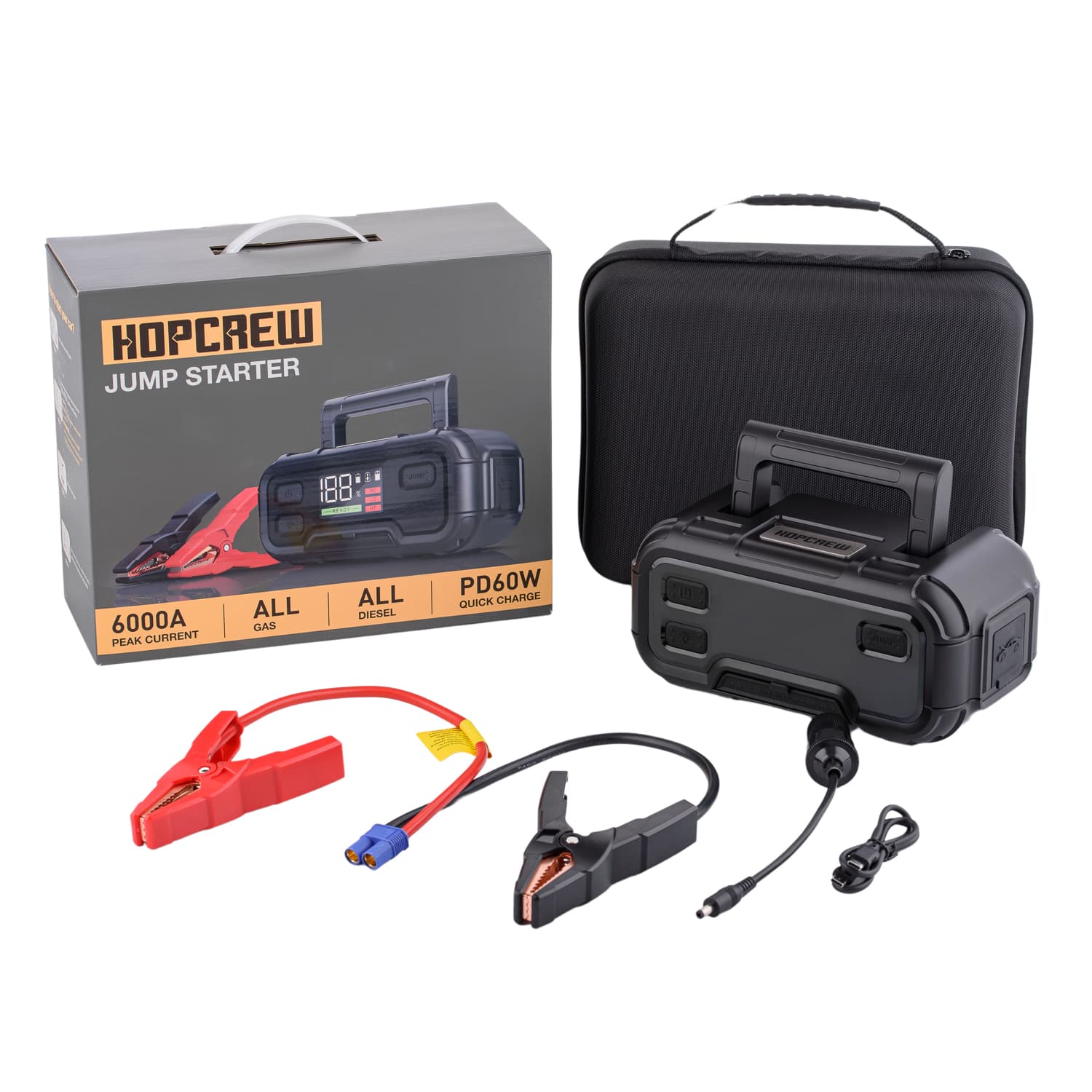 Пусковий пристрій Jump Starter для авто HOPCREW H6 (6000A) 118,40Wh/32000mAh — фото 1
