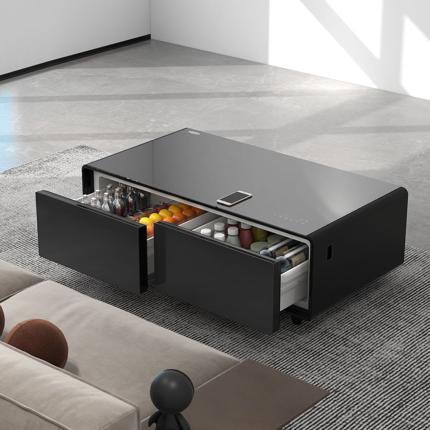 Розумний журнальний стіл з холодильником Primst TB135 (Чорний, 135 літрів) — фото 1