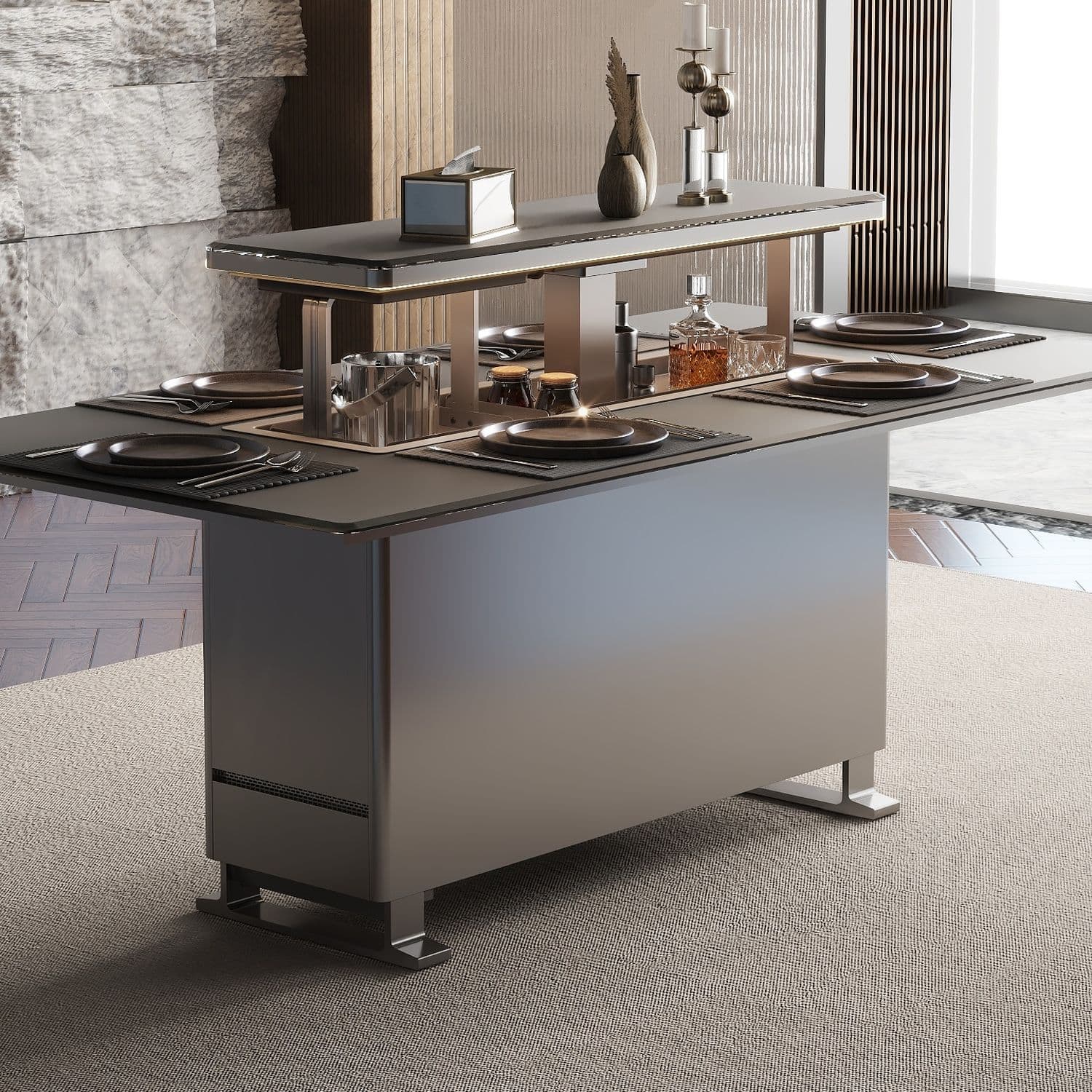 Розумний обідній стіл з вбудованим холодильником Primst CB150 (150 литров, Чорний) — фото 1