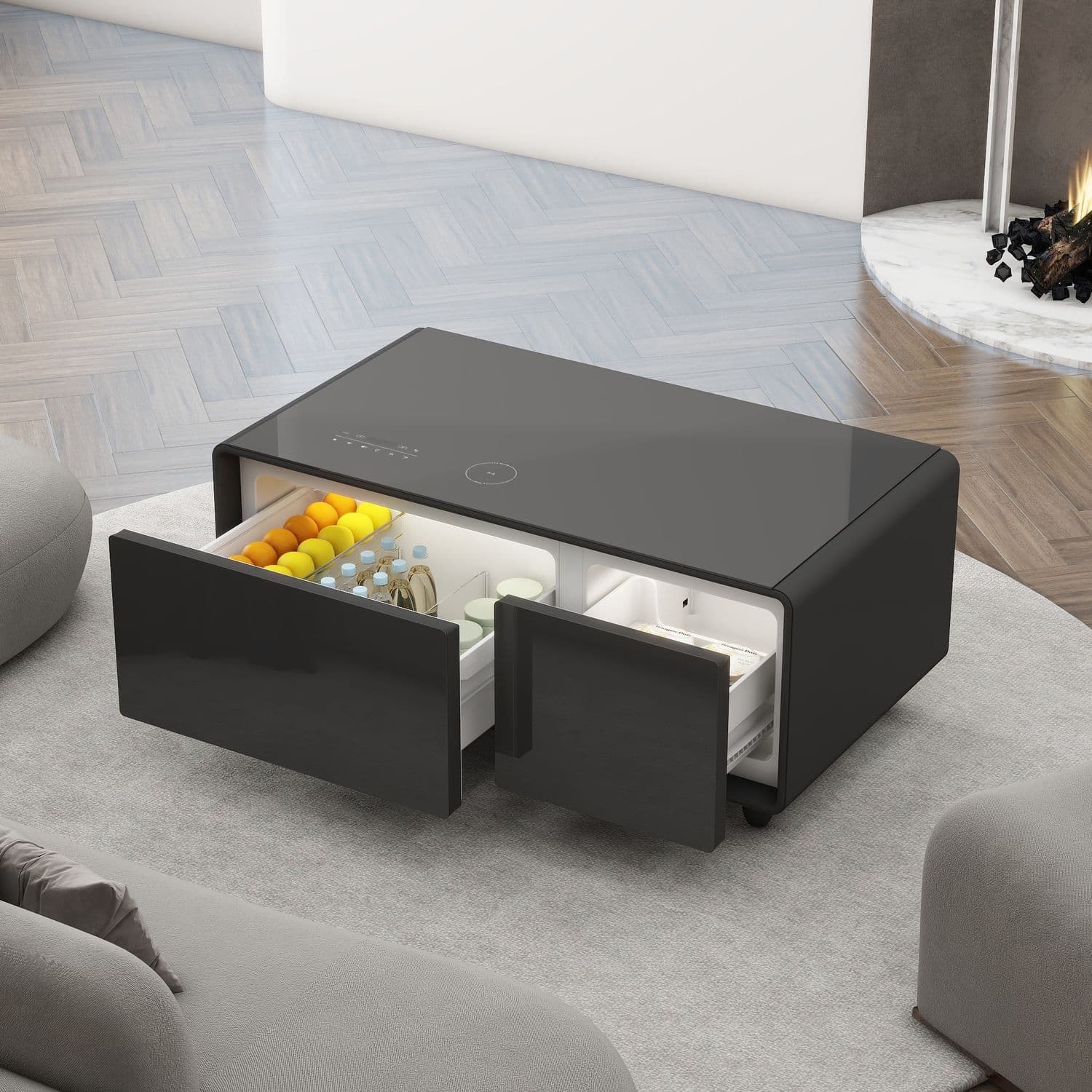 Розумний журнальний стіл з холодильником Primst TB90 (Чорний, 93 літри) — фото 1